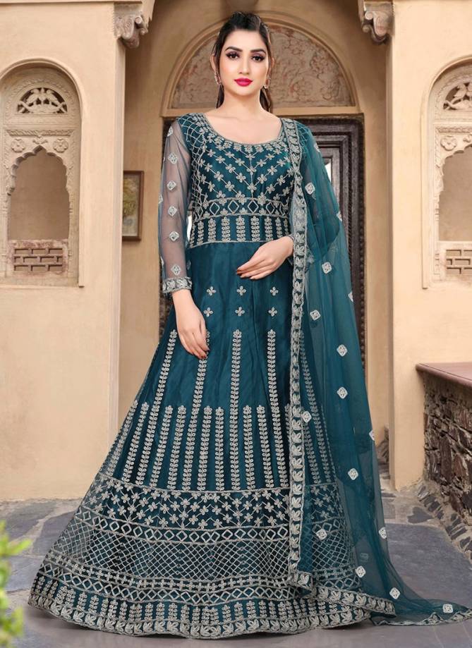 viana vol 6 Designer Fancy Heavy Wedding Wear Butterfly Net With Embroidery Work Gown With Dupatta Collection(XL(Margin upto 44)